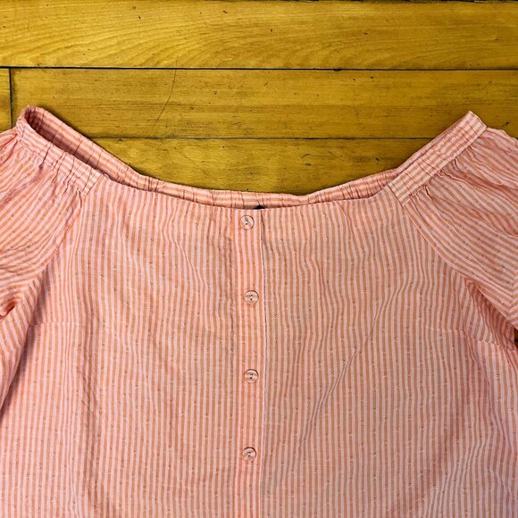 Lane Bryant Off The Shoulder Striped Handkerchief Sleeve Blouse, Size 18/20 - Picture 2 of 10